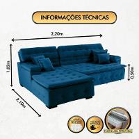 Sofá Orlando 2.20x2.10m Com Chaise, Retrátil E Reclinável - Azul - 5