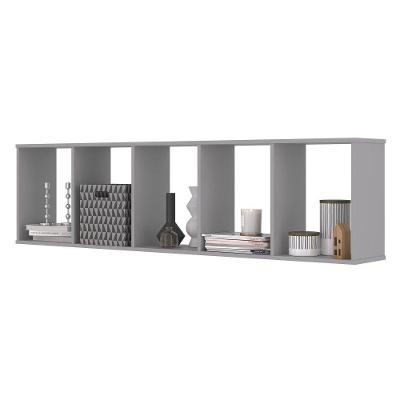Nicho Decorativo Kit 5 Compartimento Flórida Retangular MDP Sala Cinza Plata Móveis