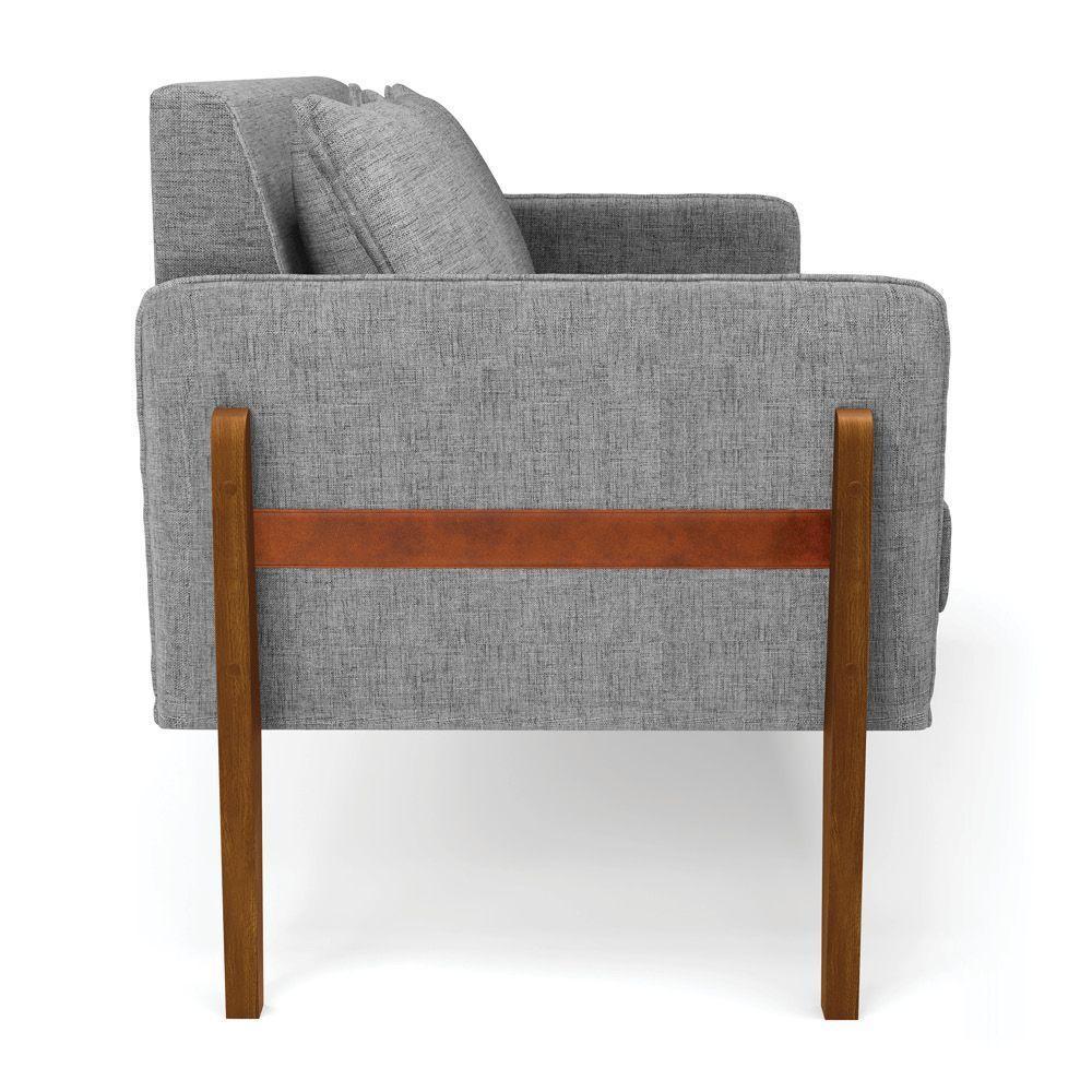 Sofá Namoradeira Lana Linho Grafite A26 Base De Madeira - D'rossi - 7