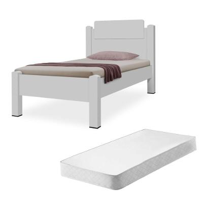 Cama Box com Colchão Solteiro Cama Pedro MDF-MDP Branco Casah