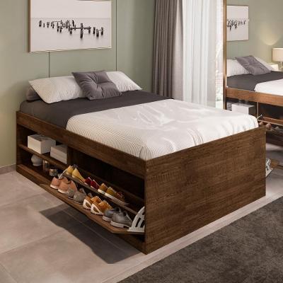Cama Casal Box Sapateira Tien Design MDP Malbec Framar 144CM