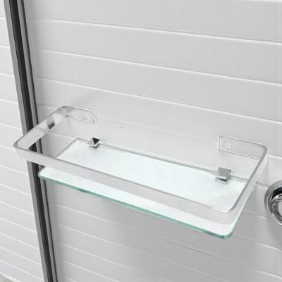 Porta Shampoo TH SHOP para Banheiro Aluminio Polido Macico com Base em Vidro Lapidado 35CM Marini