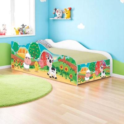 Mini Cama Infantil Fazendinha Colorida MDF Branco Solteiro Casah