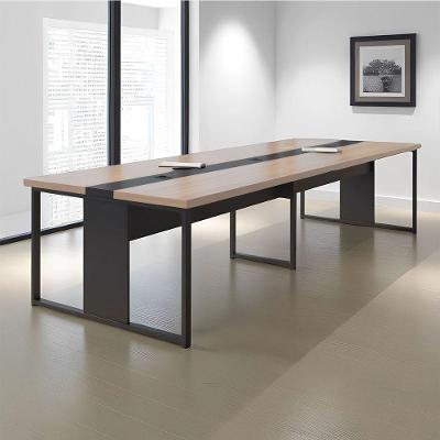 Mesa de Reunião Retangular Kaleb Moderno sem Gavetas 360CM Nogueira Preto Plata Móveis