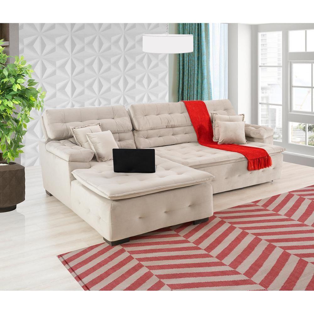 Sofá Orlando 2.20x1.90m Com Chaise, Retrátil E Reclinável - Bege - 6