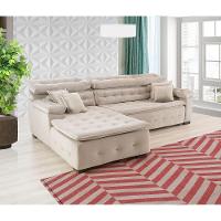 Sofá Orlando 2.20x1.90m Com Chaise, Retrátil E Reclinável - Bege - 5