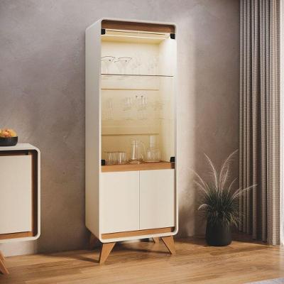 Armário Cristaleira Ama 2 Portas 1 Gaveta MDP 62CM Off White
