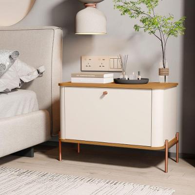 Mesa de Cabeceira Porto de Savana 1 Gaveta Off White Nature Bechara Móveis