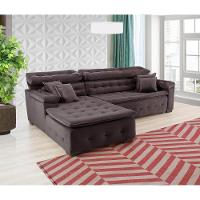 Sofá Orlando 2.20x1.90m Com Chaise, Retrátil E Reclinável - Marrom - 2