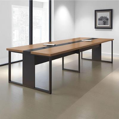 Mesa de Reunião Retangular Nobre 8 Lugares Moderno MDP 360CM Noce Plata Móveis