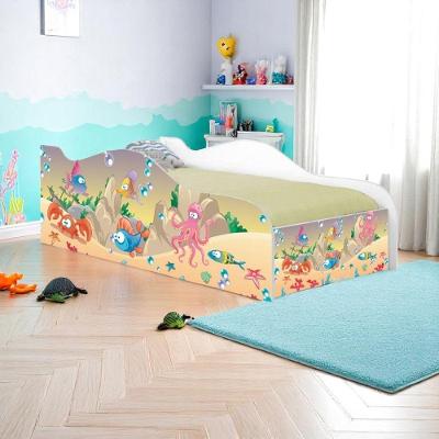 Cama Solteiro Infantil com Colchão Fundo do Mar Feliz MDF Branco Casah