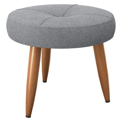 Puff Dubai Redondo Assento Espuma Veludo Boucle Cinza Matrix