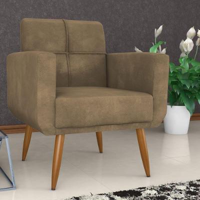 Poltrona Lena para Sala Veludo Turkey Conforto Espuma D23 Cappuccino Matrix