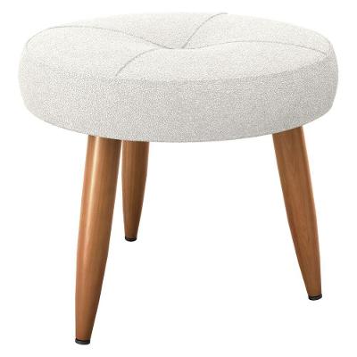 Puff Aquarel para Sala Assento Espuma Estrutura Madeira Maciça Veludo Natural Bege Matrix