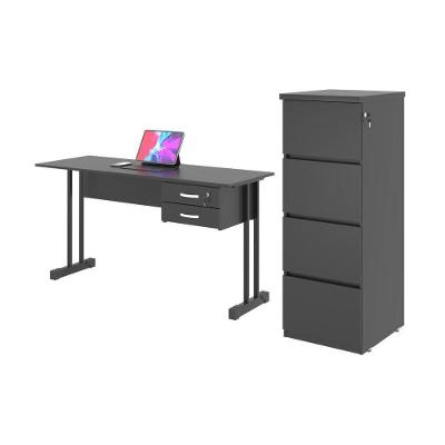 Conjunto Escrivaninha e Gaveteiro Atria Larissa MDP BP 120CM Preto Onix Casah