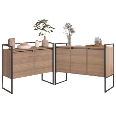 Buffet Jogo Buffets Ayla 5 Portas 1 Prateleira MDP Industrial Montana Plata Móveis
