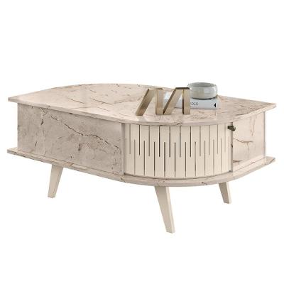 Mesa de Centro Ravel Tampo MDP 90CM Calacata Off White Casah