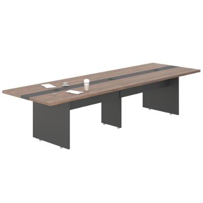 Mesa de Reunião Retangular Vila Boreal 360CM Noce Preto Plata Móveis