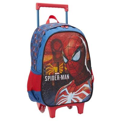 Mochila Rodinhas Escolar Xeryus Homem Aranha PVC Reticulado e Poliéster 420D Vermelho Infantil