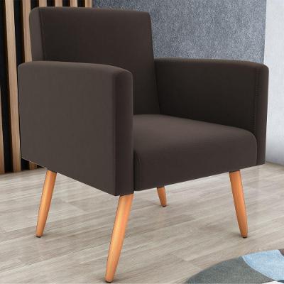 Poltrona Mística para Sala Suede com Pés Marrom Matrix