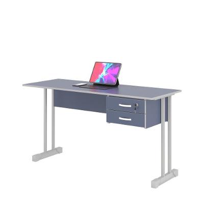 Mesa para Escritório Retangular Escrivaninha Alice Azul Moderno 2 Gavetas MDP 120CM Azul Plata
