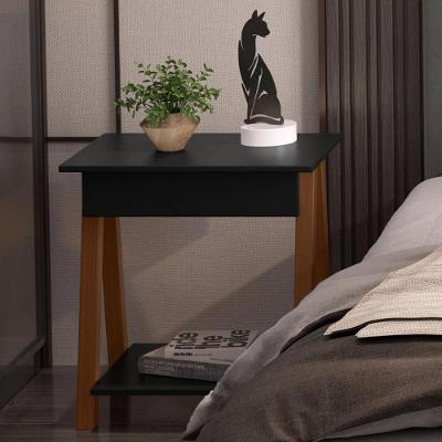 Mesa de Cabeceira Verona 1 Gaveta MDF MDP Preto OFT Móveis