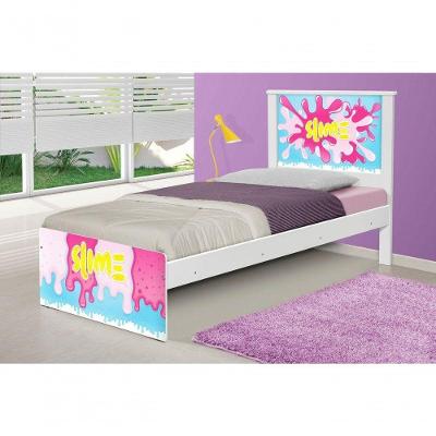 Cama Juvenil Solteiro com Colchão Cama Slime Menina MDF-MDP Branco Casah