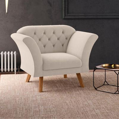 Conjunto de Poltronas Macau Cecilia Sala de Estar Tecido Inca Areia Casah