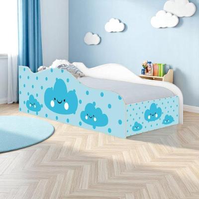Cama Infantil Solteiro Nuvens Meninos com Grade MDF Branco Casah