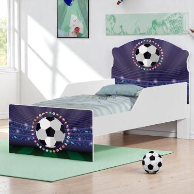 Cama Infantil Futebol Bandeiras com Colchão MDF Branco Solteiro Cambel Móveis