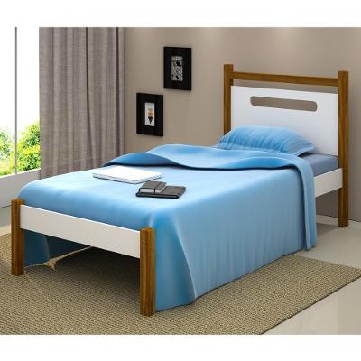 Cama Solteiro Juvenil com Colchão Helo MDF Branco Divaloto Móveis