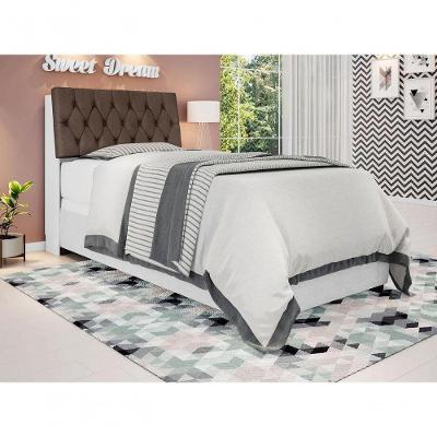 Cabeceira Box Isis Solteiro Fixação no Box MDF-MDP Estofada Branco Marrom Framar