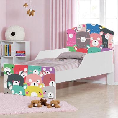 Cama Infantil Ursinhos Coloridos com Colchão Mini Cama MDF Branco Cambel Móveis
