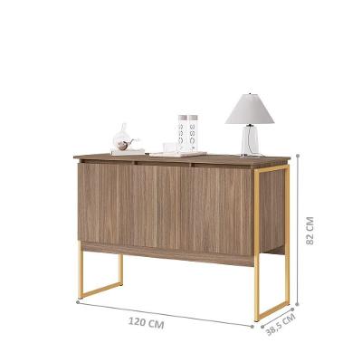 Buffet Affara 3 Portas 3 Compartimentos MDP 120CM Marrom Dourado Casah