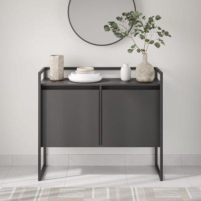 Buffet Solar de Veneza 2 Portas MDP 100,9CM Preto Plata Móveis