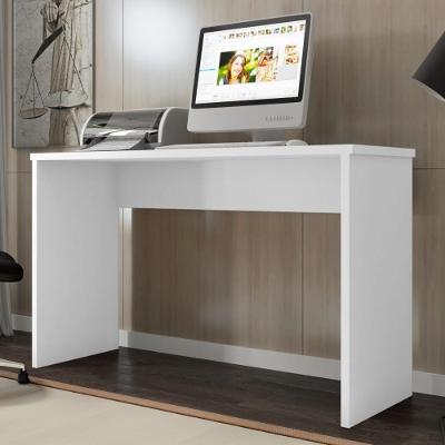 Mesa de Computador Retangular Escrivaninha Berline Moderno MDF MDP 127CM Branco Leão Móveis