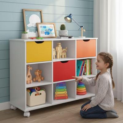 Nicho Organizador Infantil Portland 3 Gavetas MDP 108CM Branco Colorido