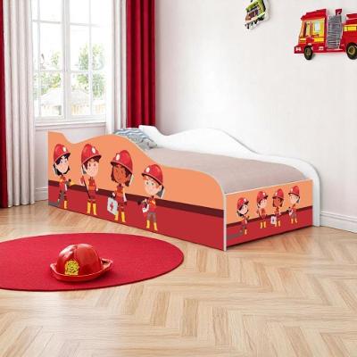 Mini Cama Infantil Tropa Bombeiros com Grade MDF Branco Solteiro Casah