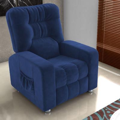 Poltrona Celeste Reclinável Veludo Conforto Azul Assento D23 Encosto Fibra Siliconada Matrix