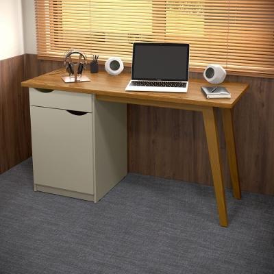 Escrivaninha Retangular Theo Moderno 1 Gaveta 136CM Off White Cumaru Casah