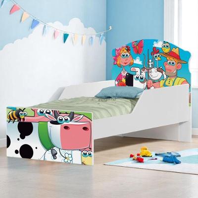 Cama Infantil Fazendinha e Vaquinha com Colchão MDF Branco Cambel Móveis