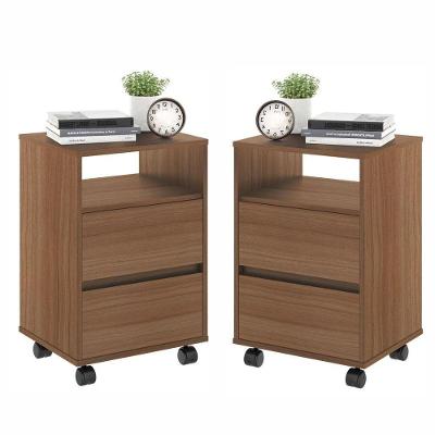 Conjunto Mesa de Cabeceira Verona Nadi Montana 2 Gavetas Marrom Plata Móveis