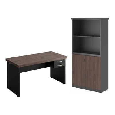 Jogo para Escritório Jogo de Escritorio Copacabana Freijo Preto 2 Portas 2 Gavetas MDP Casah