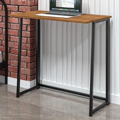 Mesa para Escritório Retangular Aleus Industrial sem Gavetas MDF MDP 80CM Preto Canela