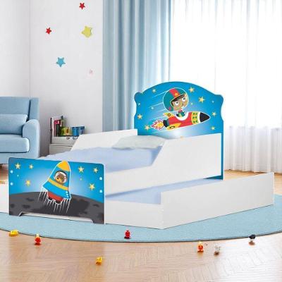 Bicama Infantil Astronauta e Foguete com Colchões Cama Auxiliar MDF Branco Cambel Móveis