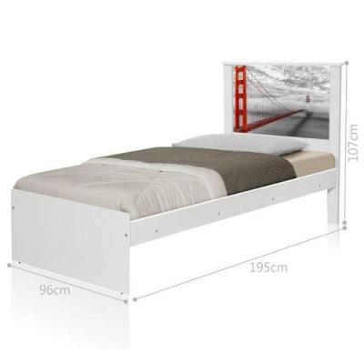 Cama Solteiro com Cabeceira Villa Monte Claro MDF-MDP Branco Casah