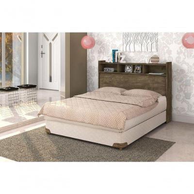Cabeceira Casal Melissa Box com Nicho MDF Castanho Cambel Móveis