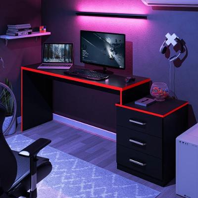 Mesa para Computador Retangular Villa do Cedro Gamer Vijay Moderno 3 MDF-MDP 178CM Preto Vermelho