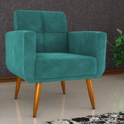 Poltrona Brisa Alta Reclinável para Sala Veludo Espuma D23 Verde Menta Matrix 1 Lugar