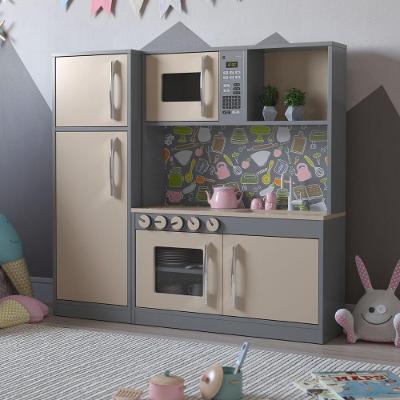 Cozinha Infantil Cecília MDF 15mm com Cooktop 5 Bocas Forno Geladeira Cinza OFT Móveis